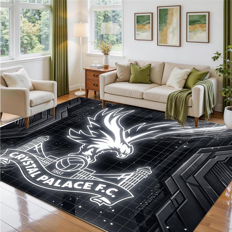 Crystal Palace Football Design Crystal Velvet Rug Soft Decorative Mat for Bedroom Entrance