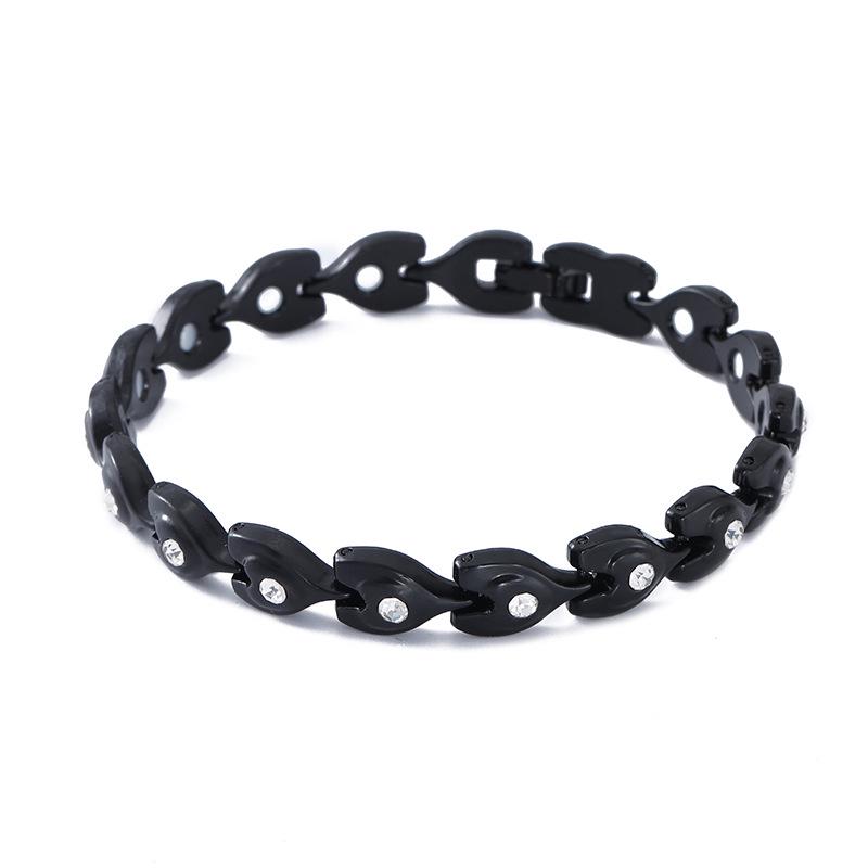 

Европейский и американский модный магнитный браслет для пары в форме сердца с инкрустированными бриллиантами чёрный
