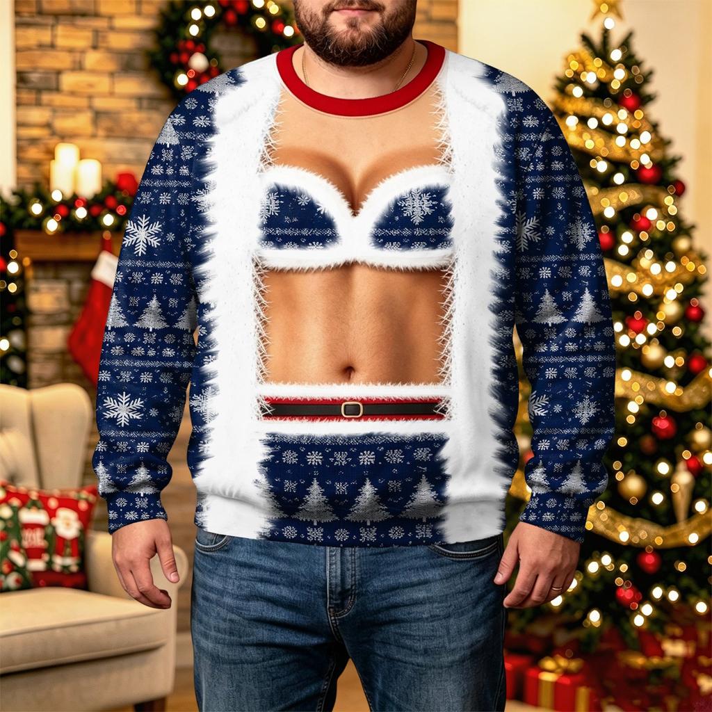 Men's Christmas Crewneck Sweatshirt, No Hood Casual Pullover for Holiday Winter Wear