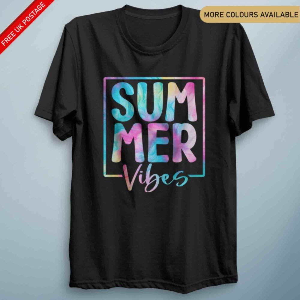 Summer Vibes Rainbow Box Tshirt Unisex Tee Adults Kids Top S