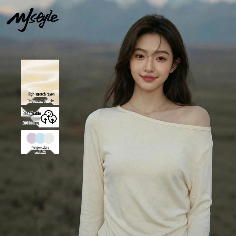 MJ STYLE Women s Off-Shoulder Long Sleeve T-Shirt S