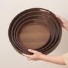 Walnut Color Food Storage Trays Round Dessert Pallet Decorate Tray Bamboo Wooden Tray  Kitchen