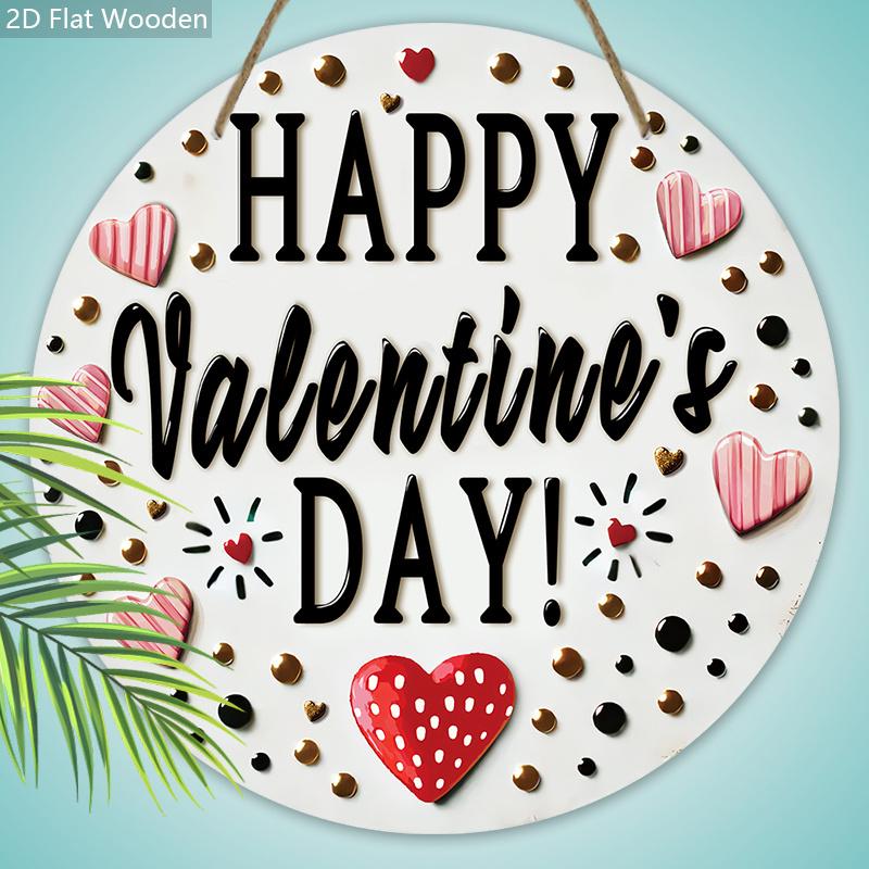 Happy Valentine's Day Wooden Sign - Unique Decorative Hanging Plaque with Romantic Love Pattern - Ideal Gift for Couple