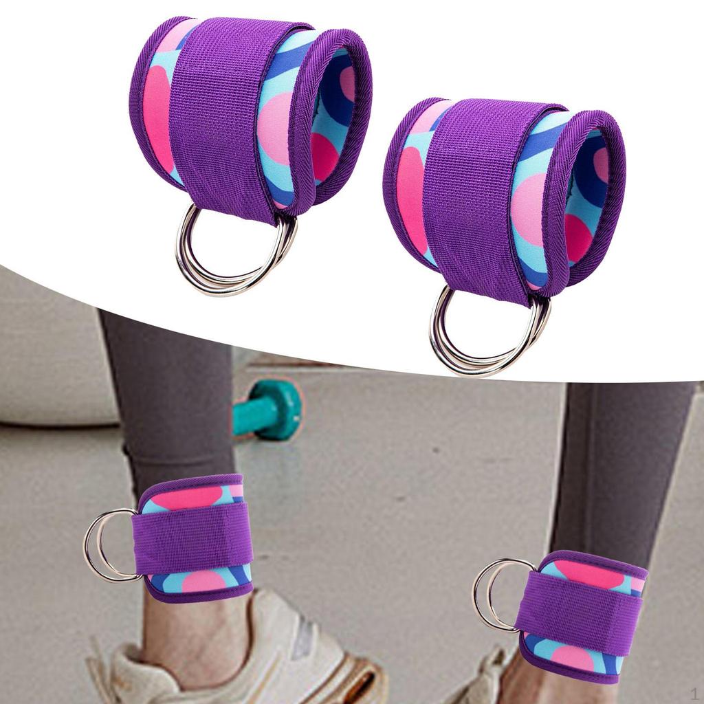 2 Pieces Ankle Straps for Cable Machine Cuff Kickbacks Lightweight 7mm Thickness D Ring