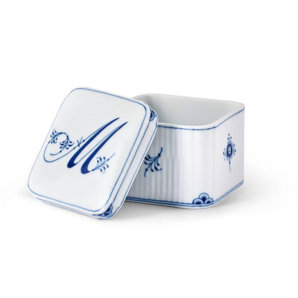 [Authentic Imported Product] Royal Copenhagen Alphabet Collection Bonbonnière Square "M" Height 6cm 1075892