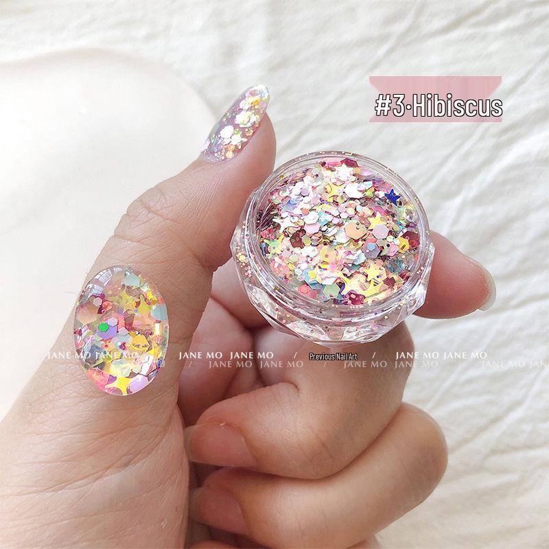 Корейский стиль, нерегулярные, лазерные, блестящие, шестиугольные, для нейл-арта, пайетки