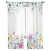 Idyllische Wildblumenblätter Tüllvorhänge für Wohnzimmer, transparenter Vorhang für Schlafzimmer, Weihnachtsjalousien, Voile-Vorhänge