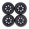 4PCS Rubber Tires with M4 Lock Nuts 12mm Hex Hub 7 Spoke Rim Wheel Tire for 110 RC Off Road Truck
