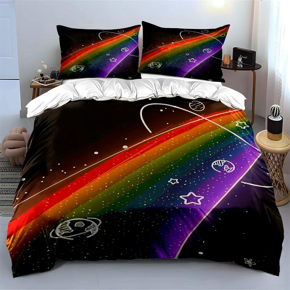 Rainbow Galaxy Bedding Set Bedding Duvet Cover Set Duvet Cover Pillowcases (1 * Duvet Cover 2 * Pillowcases, without duvet insert)