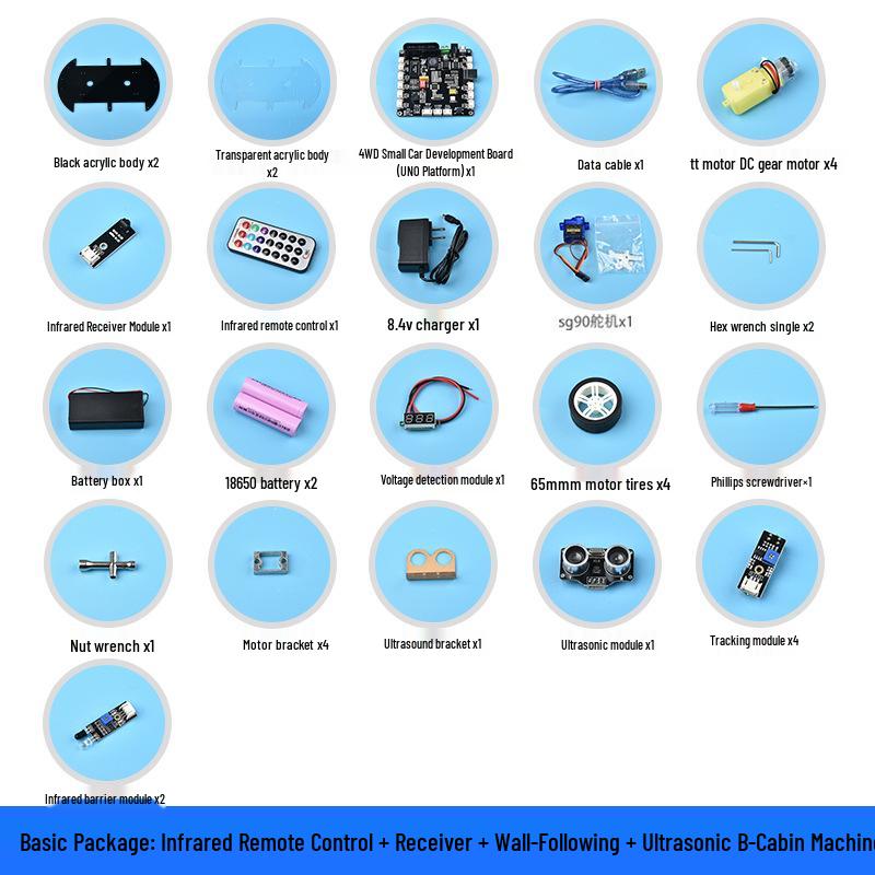 

Arduino Programming Smart Car Kit - Obstacle Avoidance & Bluetooth Remote for Maker Projects