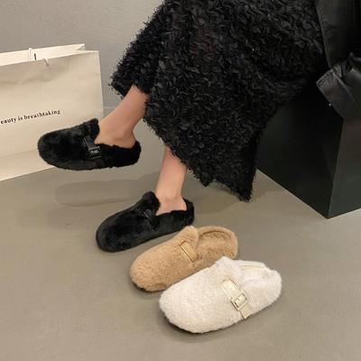 Παντόφλες Mao Mao γυναικείες εξωτερικού χώρου 2025 νέο φθινόπωρο και χειμώνα μόδα με ένα πετάλι για έξοδο τσάντα κεφάλι μισή παντόφλα βαμβακερή παντόφλα παπούτσια Mao Mao