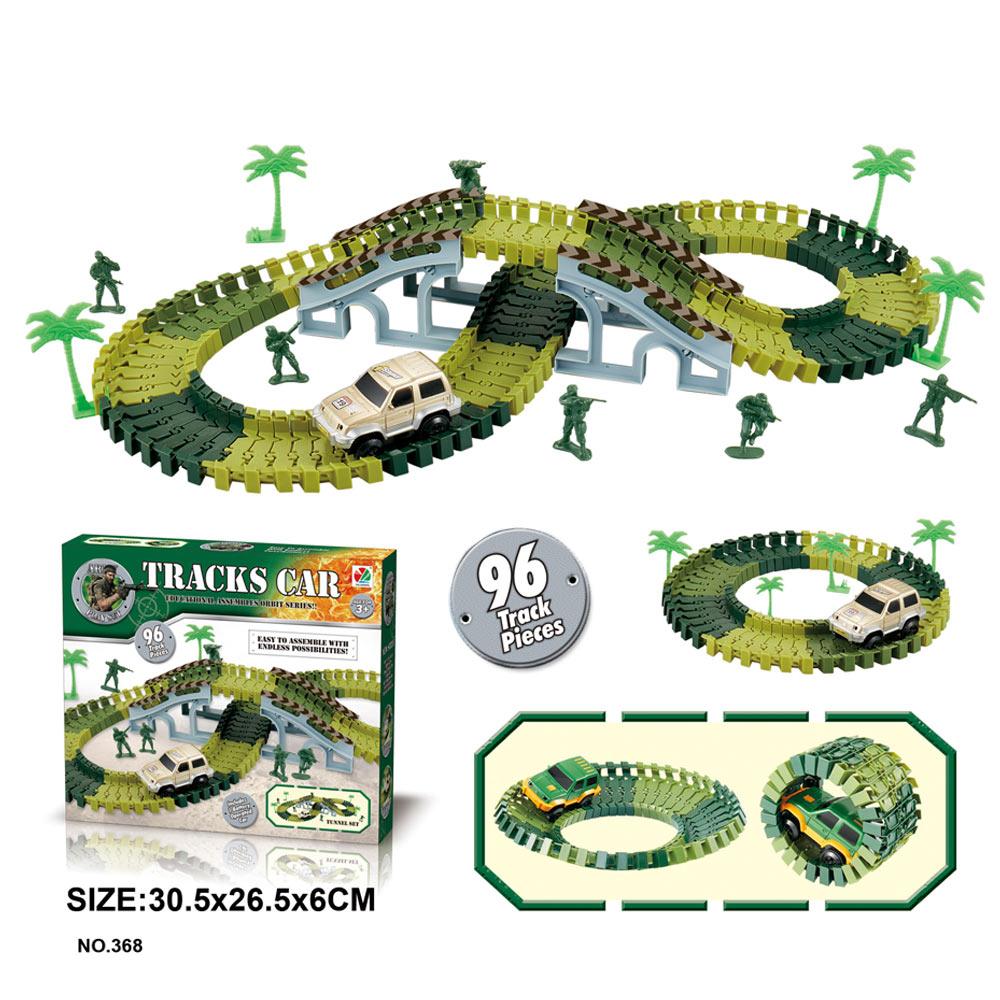 Military Railway Toy Car Track Race Car Track toy set Curved flexible track flash car kids GIFs Educational toys Gifts For Kids