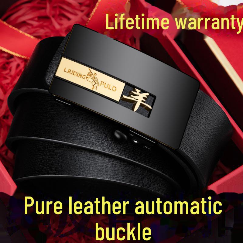 Paul Men's Genuine Leather Automatic Buckle Belt - Versatile Fashion for Business