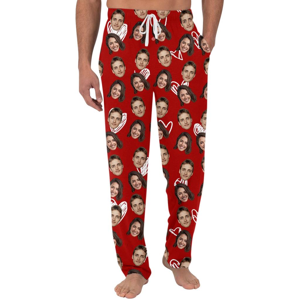 Men's Casual Pajama Pants with Pockets Valentine's Day Long Pants
