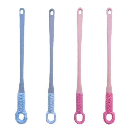 2 Pcs Toe Cleaning Brush Silicone Foot Scrubber with 15.7" Long Handle Soft Cleaning Shower Brush Foot Care Tool for Seniors Elderly Men Women