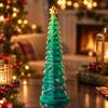 Tabletop Christmas Tree with Star Topper Freestanding Round Base Compact Holiday