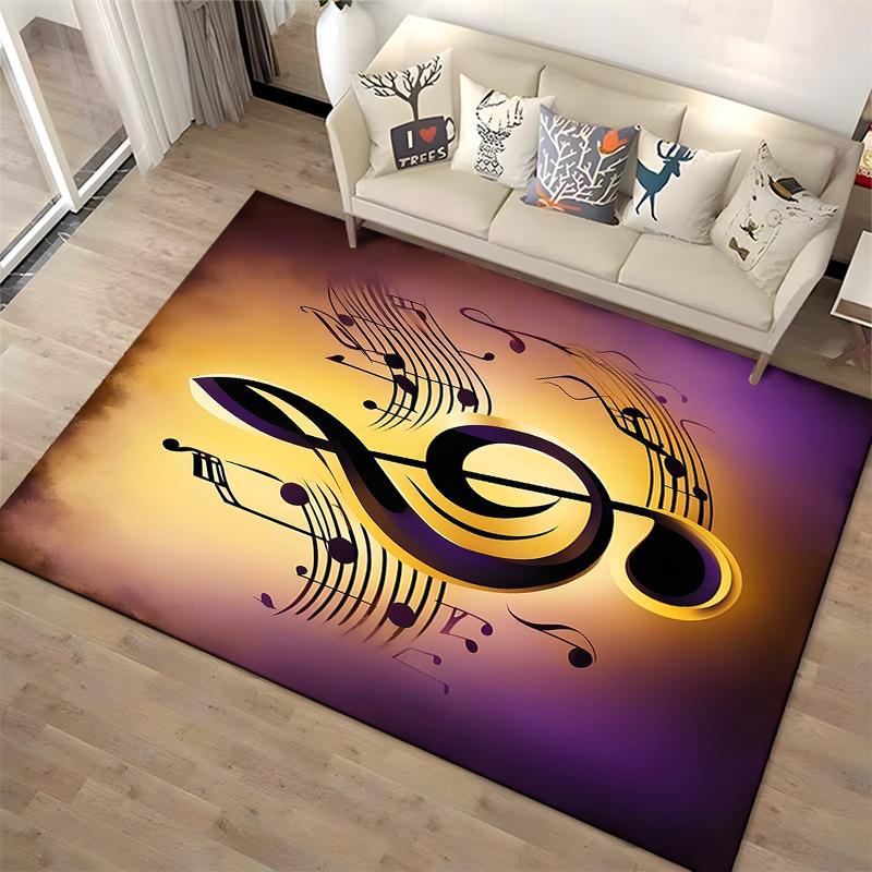Music-Themed Carpet with Treble Clef Design and Vibrant Colors Suitable for use as an anti-slip for living room bedroom sofas