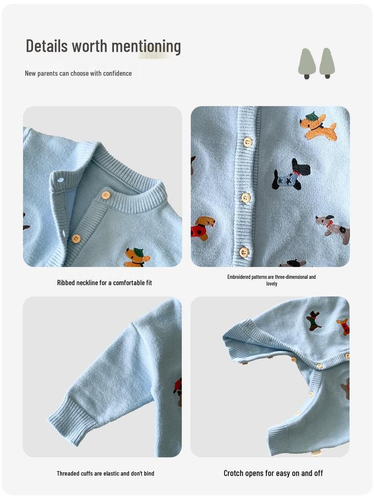 Autumn & Spring Baby Knitted Romper - Infant & Toddler Full Moon Outfit