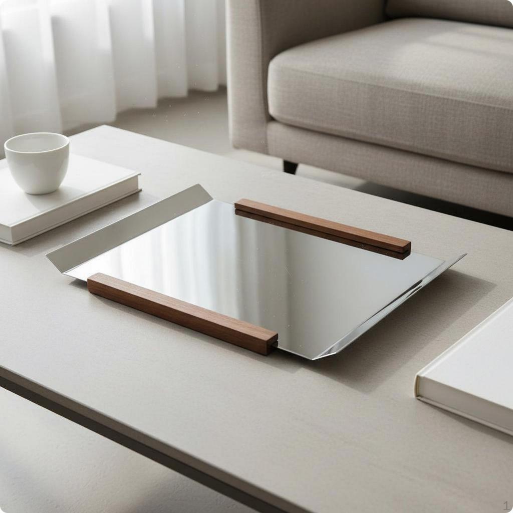 Mirror Perfume Tray Modern Geometric Design Stainless Steel Home Decor for Coffee Table,