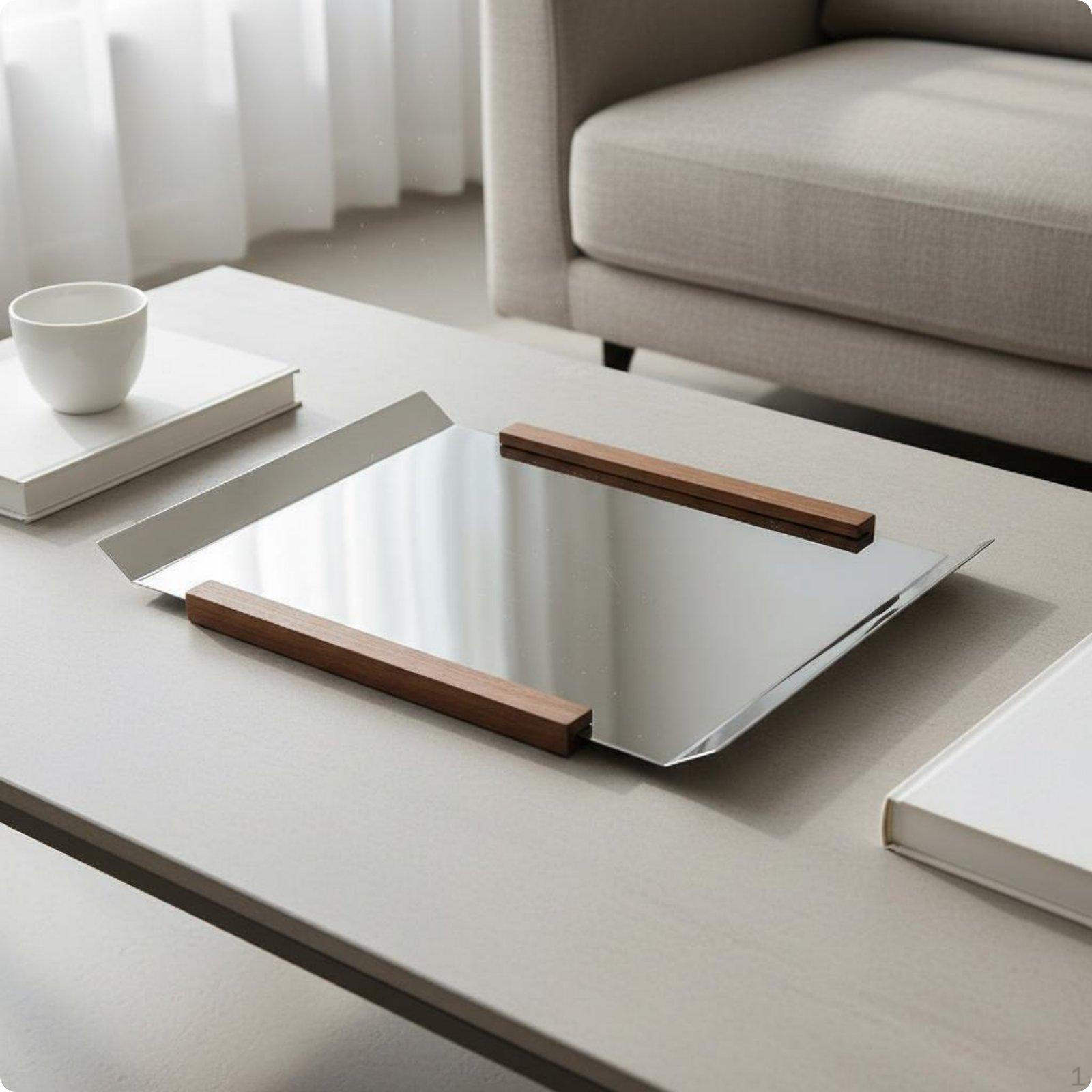 Mirror Perfume Tray Modern Geometric Design Stainless Steel Home Decor for Coffee Table,