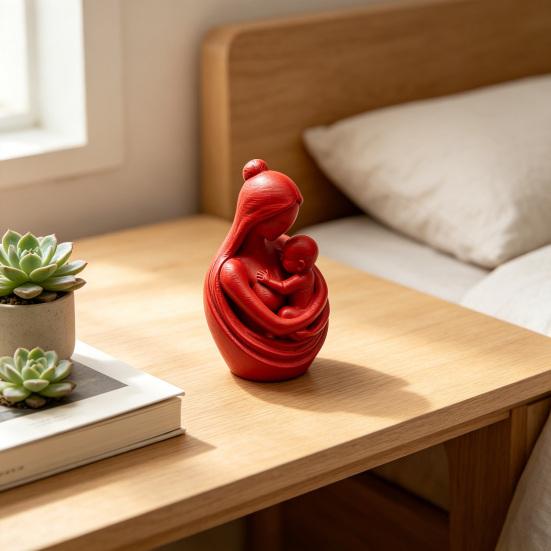 New Mom Gifts 3D Printed Abstract Mother And Baby Sculpture for Nursery Kids Room Home Decor Baby Shower Supplies