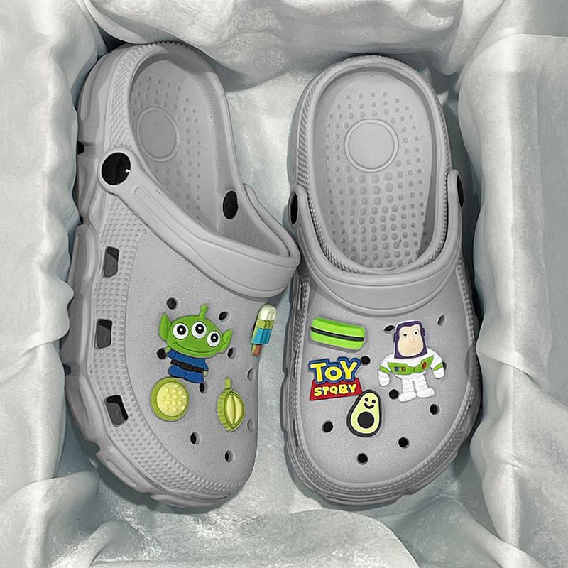 

Internet celebrity hole shoes women summer wear cartoon cute home home indoor non-slip garden sandals bag head slippers women 39 серый