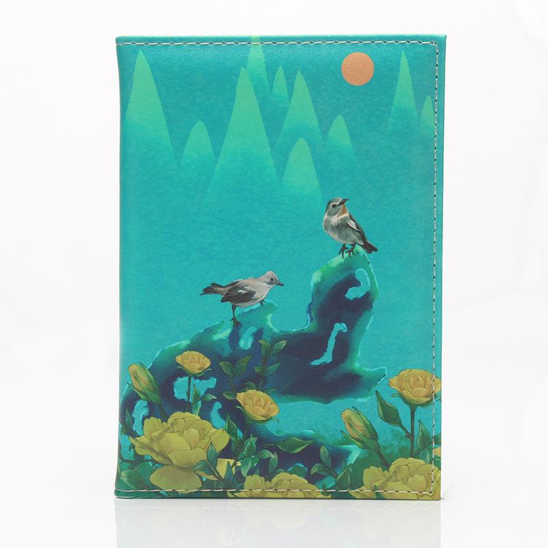 New Exquisite Mural Passport Cover Travel Accessories Cartoon PU Passport Holder Women Ticket ID Credit Card Holder Case