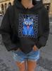 Women's Heart Print Hoodie - European & American Fashion, Loose Fit, Sports Casual Style (2025)
