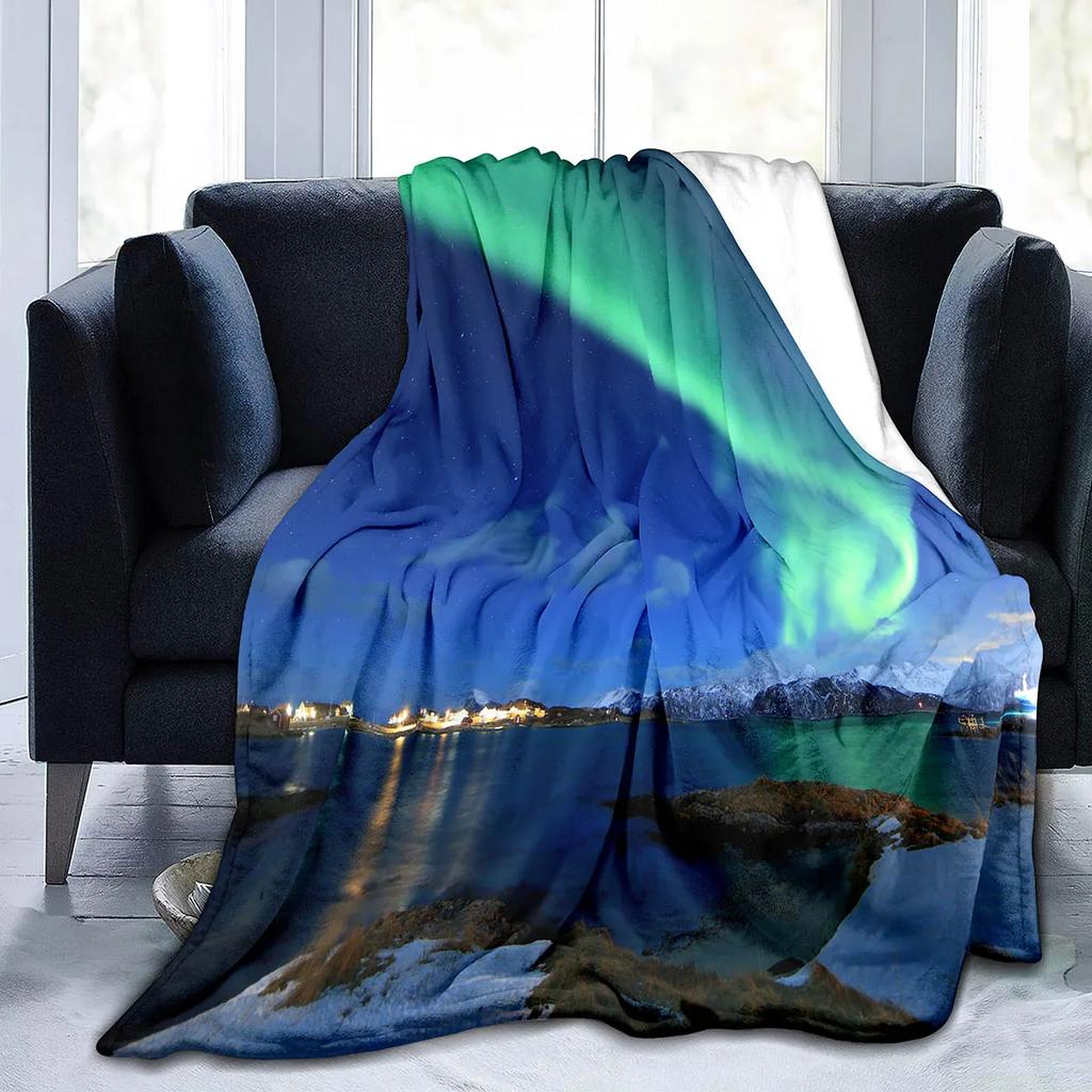 Coperta Ponderata Aurora Boreale King Queen Size Bella Coperta con Motivo Luminoso Calda Leggera Super Morbida per Divano Divanetto Letto