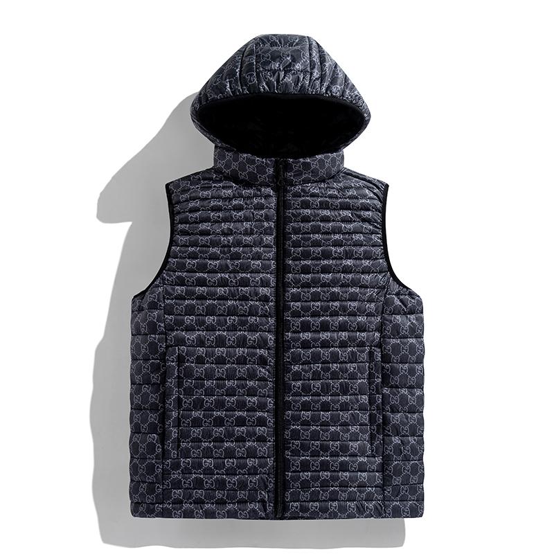 

Мужская куртка с капюшоном на осень и зиму, легкая и теплая куртка без рукавов L чёрный