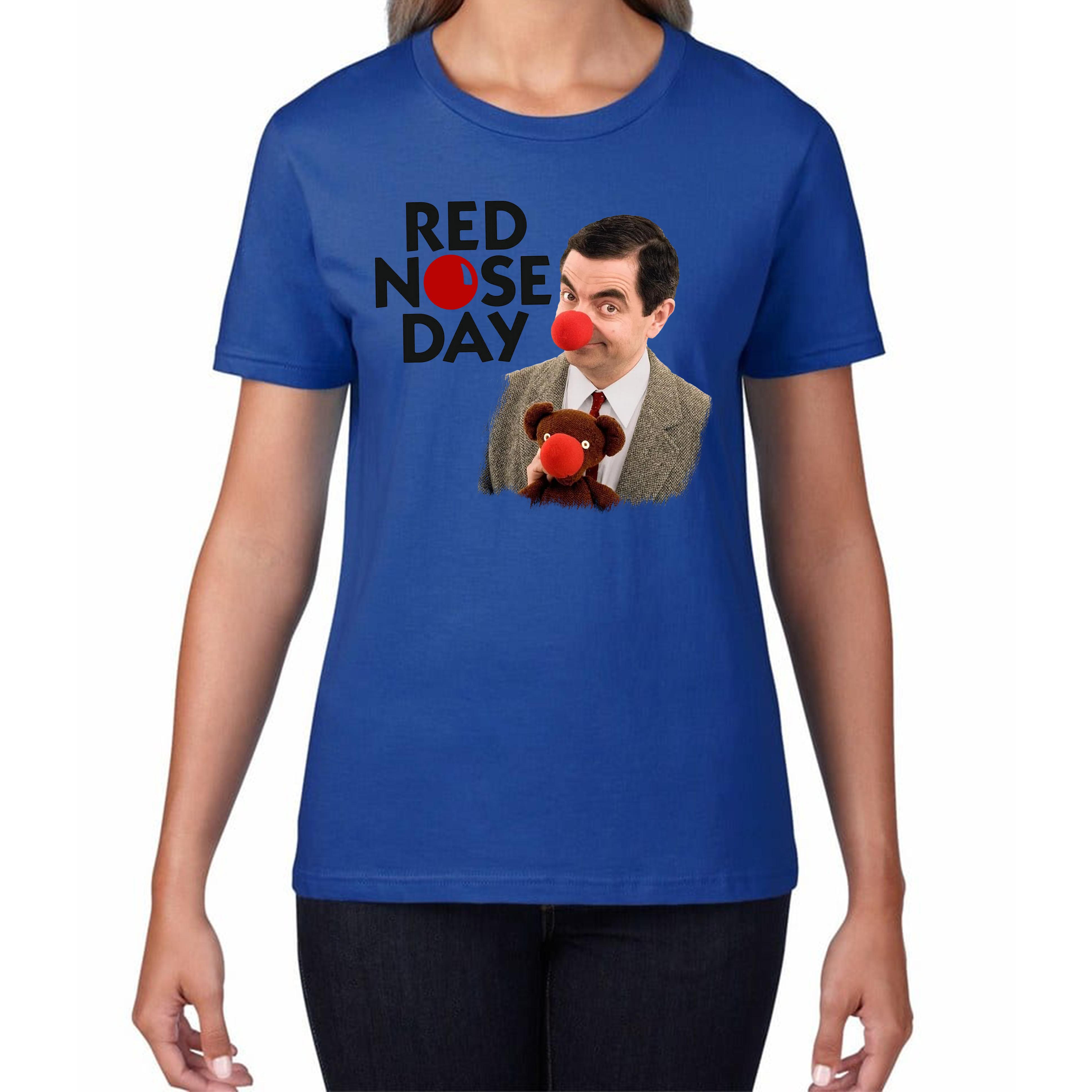 Red Nose Day Funny Mr Bean Ladies T Shirt Mens Tops Tees Unisex S