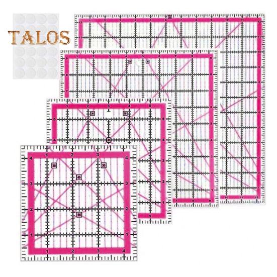 

4 шт. акриловая линейка для квилтинга с нескользящими кольцами 4,5/6/9,5/12,5-дюймовая квадратная линейка для резки ткани с четкой маркировкой проекты для шитья и рукоделия розовый