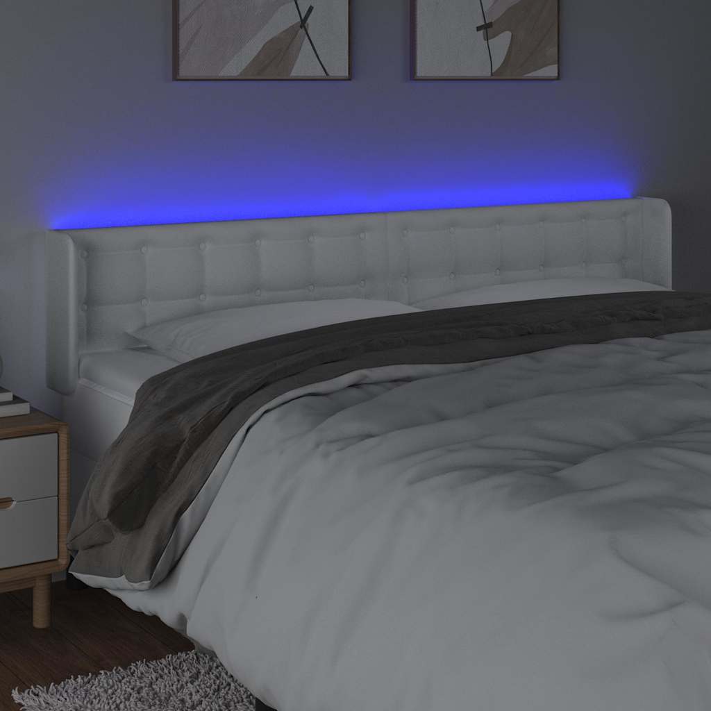 vidaXL LED Kopfteil Weiß 203x16x78/88 cm Kunstleder
