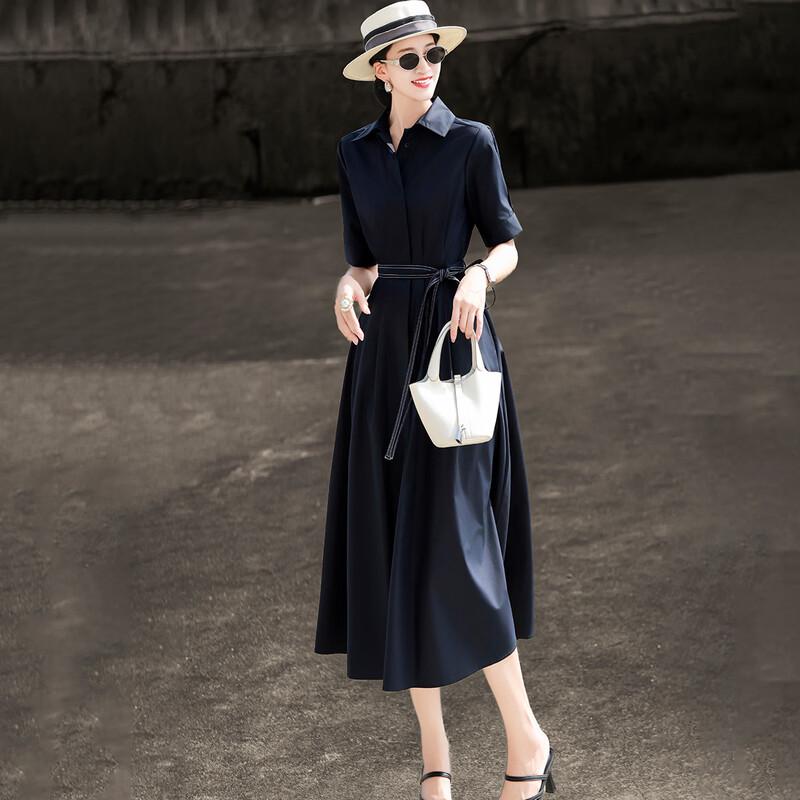 Lancer 2026 Summer Elegant Tencel Shirt Dress with Belt
