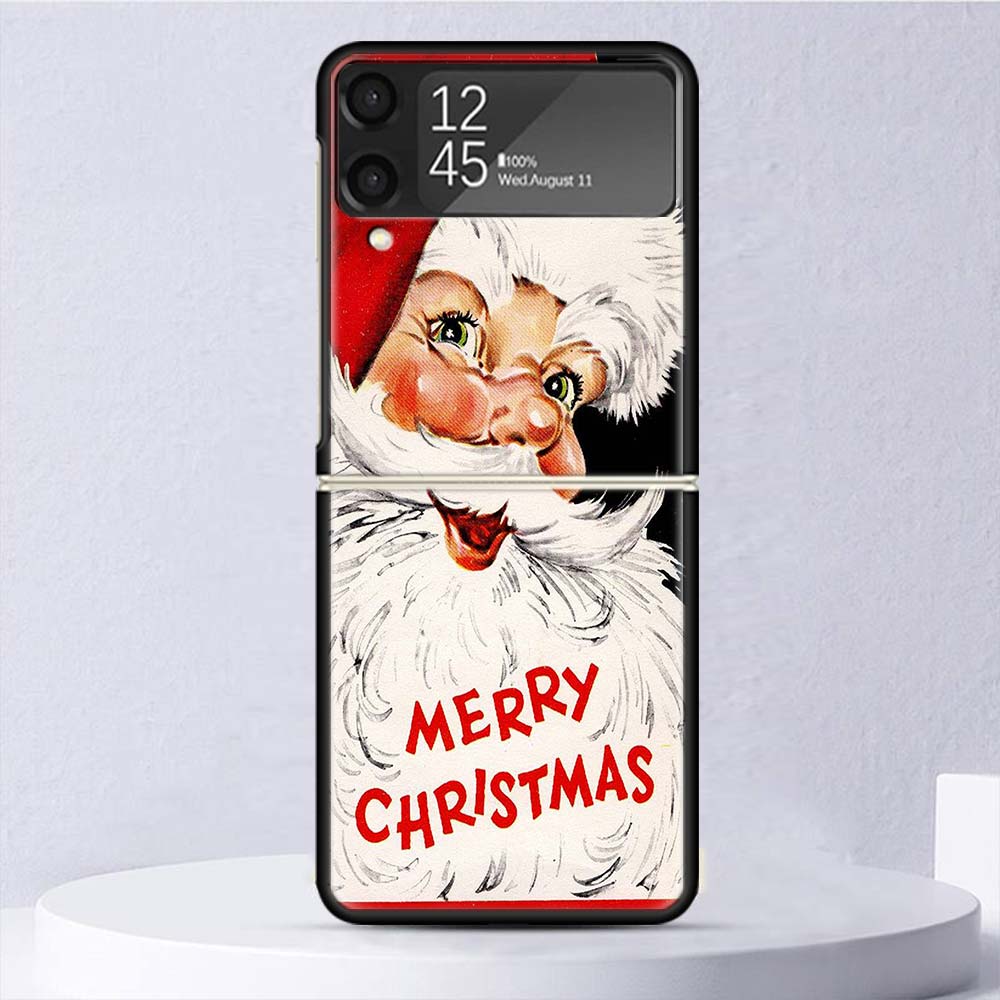 Christmas Santa Claus Present Shockproof Case For Samsung Galaxy Z Flip 7 6 5 4 3 5G Phone Cover Z Flip3 Flip4 Flip5 Flip6 Flip7