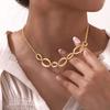 Collana con Catena e Ciondolo Ovale Vuoto da Donna, Collana Chocker Placcata Oro 18K, Gioielli Impermeabili in Acciaio Inossidabile