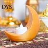 Gold Silver Black White Table Centerpiece Crescent Moon LED Candle, Decorative Electronic Candle for Eid Al-Fitr Home Window Display Ornament