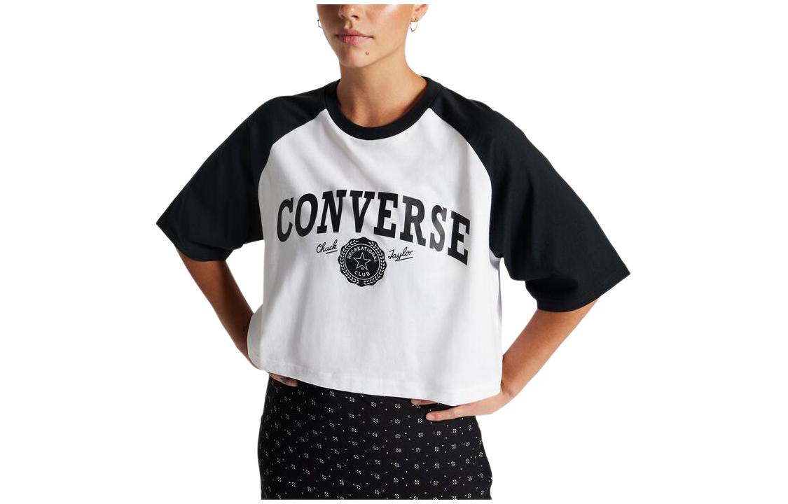 Converse Retro Cropped T Shirt T Shirt Women s White 10026050-A01 L