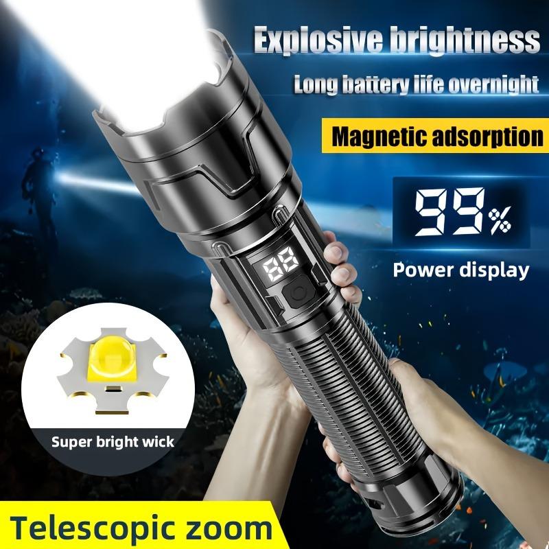 Magnetic Mounting Digital Display Telescopic Zoom High Power LED Lamp IP44 Waterproof  Extended Battery Life Outdoor Fishing