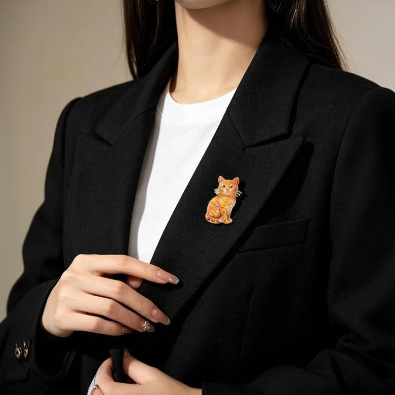 Adorable Rhinestone Kitten Brooch Cute Sitting Cat Animal Pin 1Pcs Fashion Jewelry for Women Girls Wedding Guest Outfit