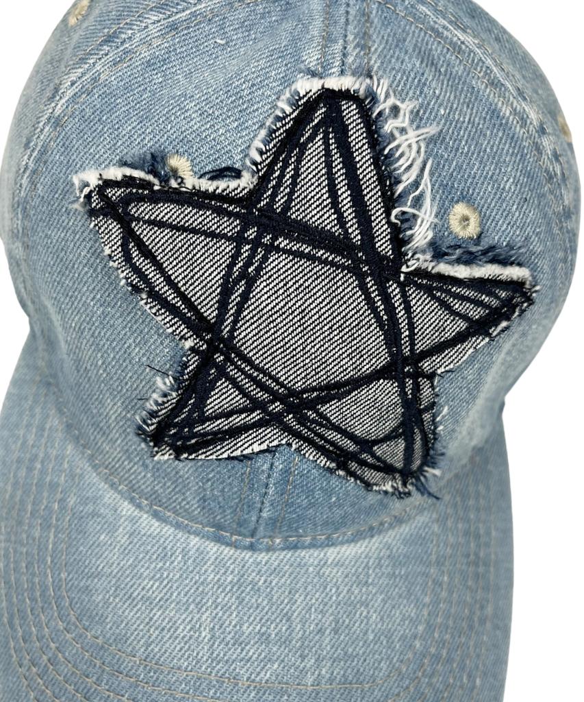SK8ER ROCK Doodle Star Washing Denim Ball Cap (Light Blue)