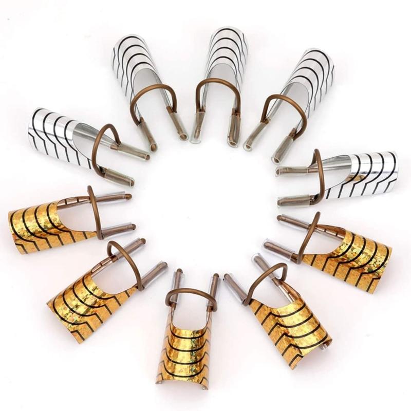 5PCS Reusable Metal Nail Art Forms For Acrylic Gel Extensions Precise Fit Two Colors Design Lightweight Manicure Tool