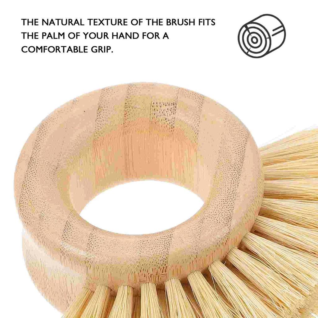 Cleaning Brush Dish Vegetable Fruit Pot Round Vegetables Washing Bamboo Kitchen Scrubber Sink Cleaner