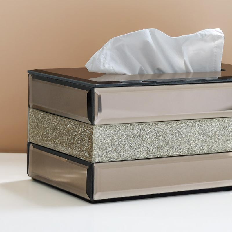 Tissue Box Living Room Light Luxury High-grade High-value Luxury High-end Glass Drawer Desktop Creative Sense of Advanced