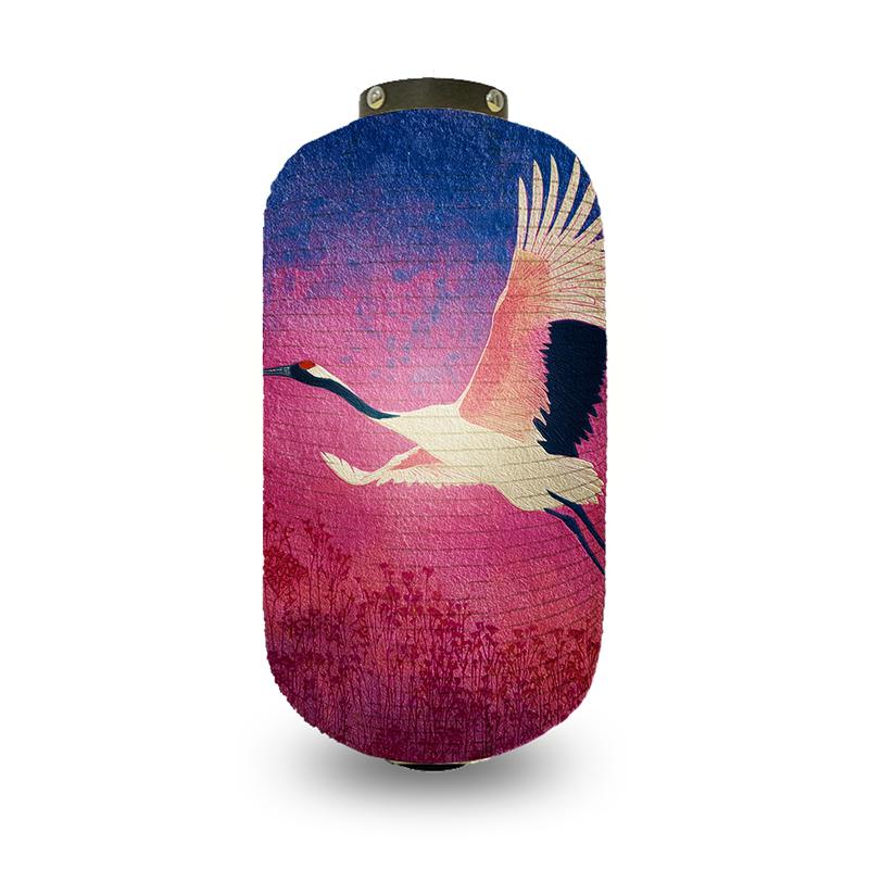 Japanese Style Lantern Ukiyo-e Style Flying-crane Printed Outdoor Bar Bistro Lantern Sushi Restaurant Hanging Lantern Decoration
