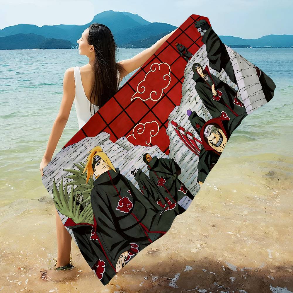 Classic Anime N-Naruto-S-Akatsuki Microfiber Blanket Drying Beach Towels Oversized Printing Super Absorbent Pool Towel Blanket