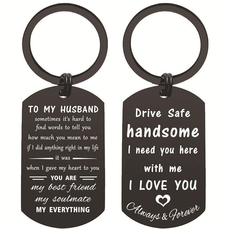 Stainless Steel Keychain Drive Safe A Pair Double Sided Grateful Inspirational Small Gift For Friends Current European Style Keychain for Backpack Bag