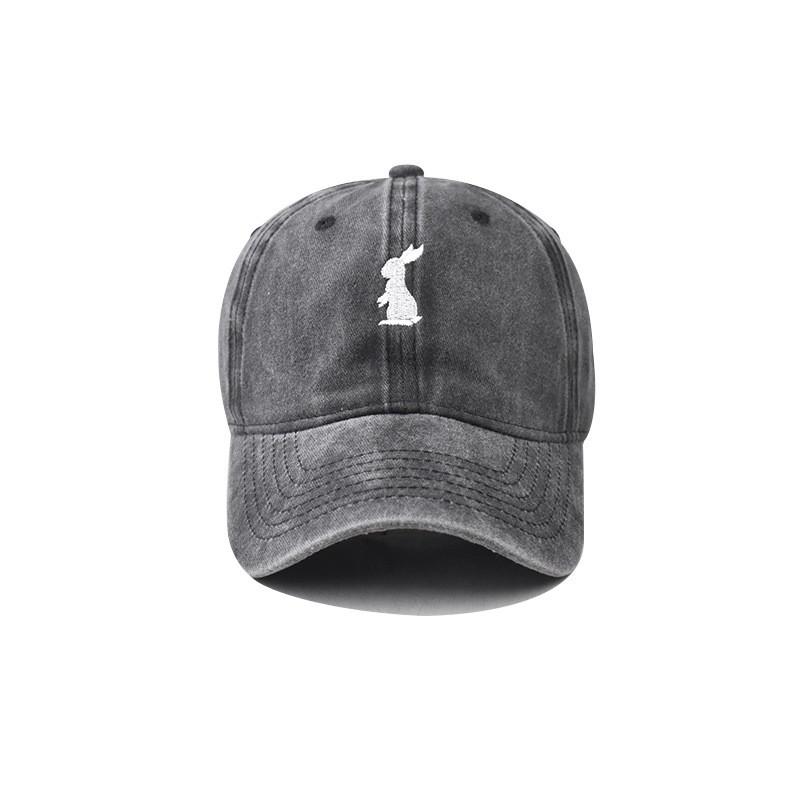Embroidery Rabbit Cotton Baseball Cap Adjustable Strap Vintage Style Street