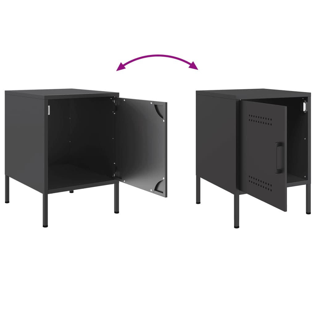 Nightstands 2 Pcs Black 36 X 39 X 50.5 Cm Steel