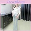 French Lace Patchwork White Long Sleeve Shirt For Elegant Females Spring